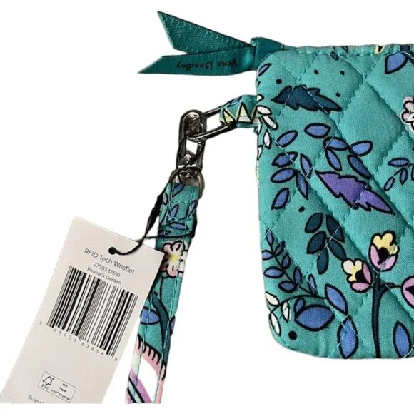 Vera Bradley RFID Tech Wristlet Clear Touch Screen Back - Peacock Garden - Picture 6 of 7
